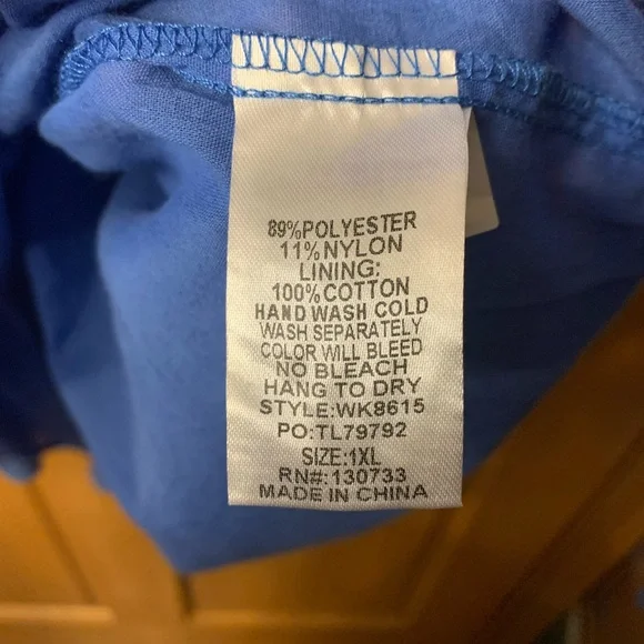 Umgee Ocean Blue Midi Dress with Multicolor Embroidered Sleeves - Picture 7 of 10